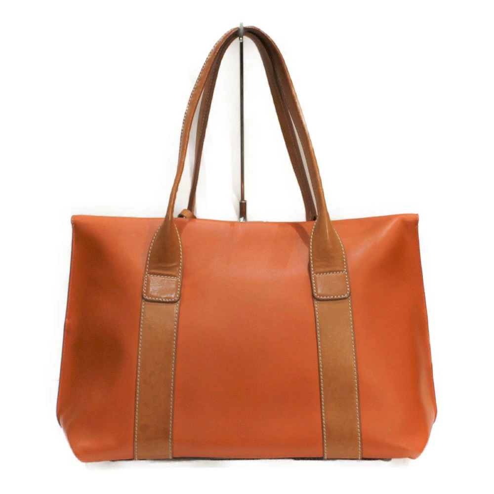 Salvatore Ferragamo Shoulder Bag Leather Handbag Gancini Tote Orange